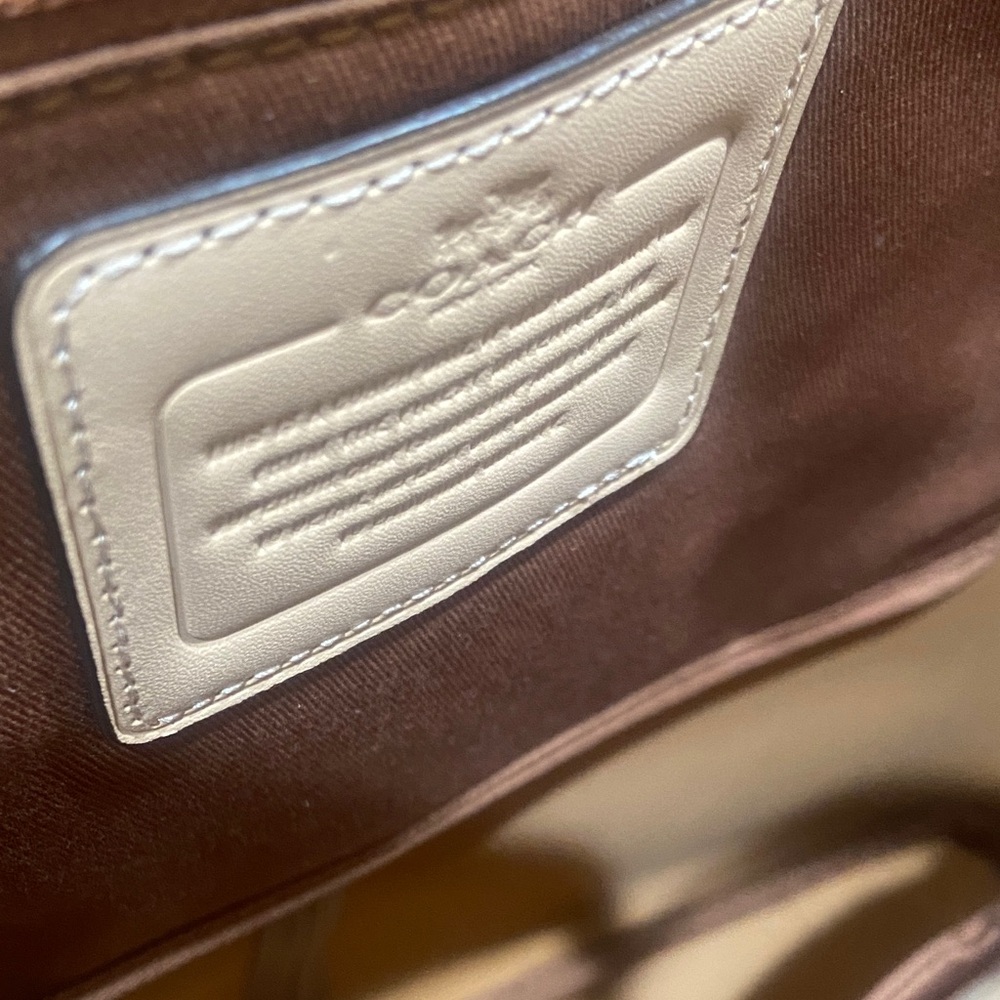 Coach Tan Leather Tote with Yellow Accent - Picture 4 of 7